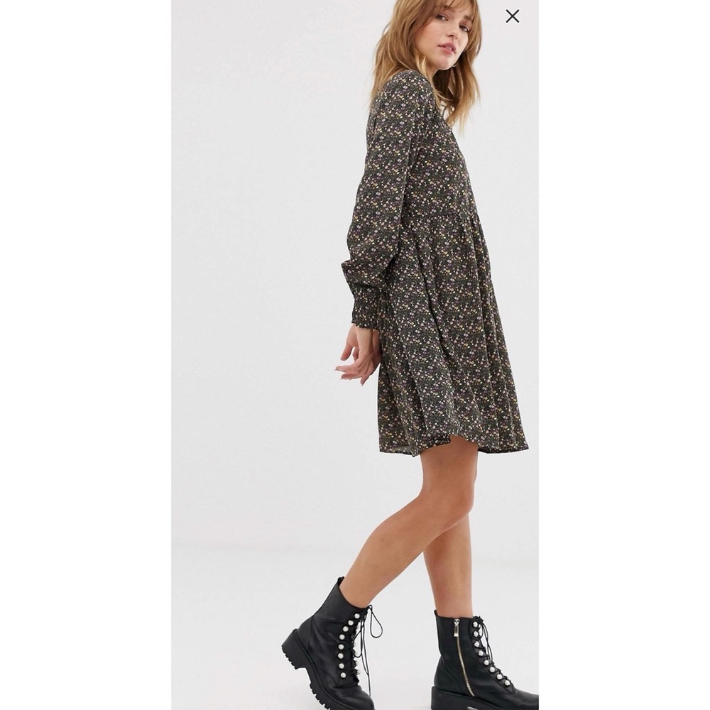 Ditsy printed smock dress